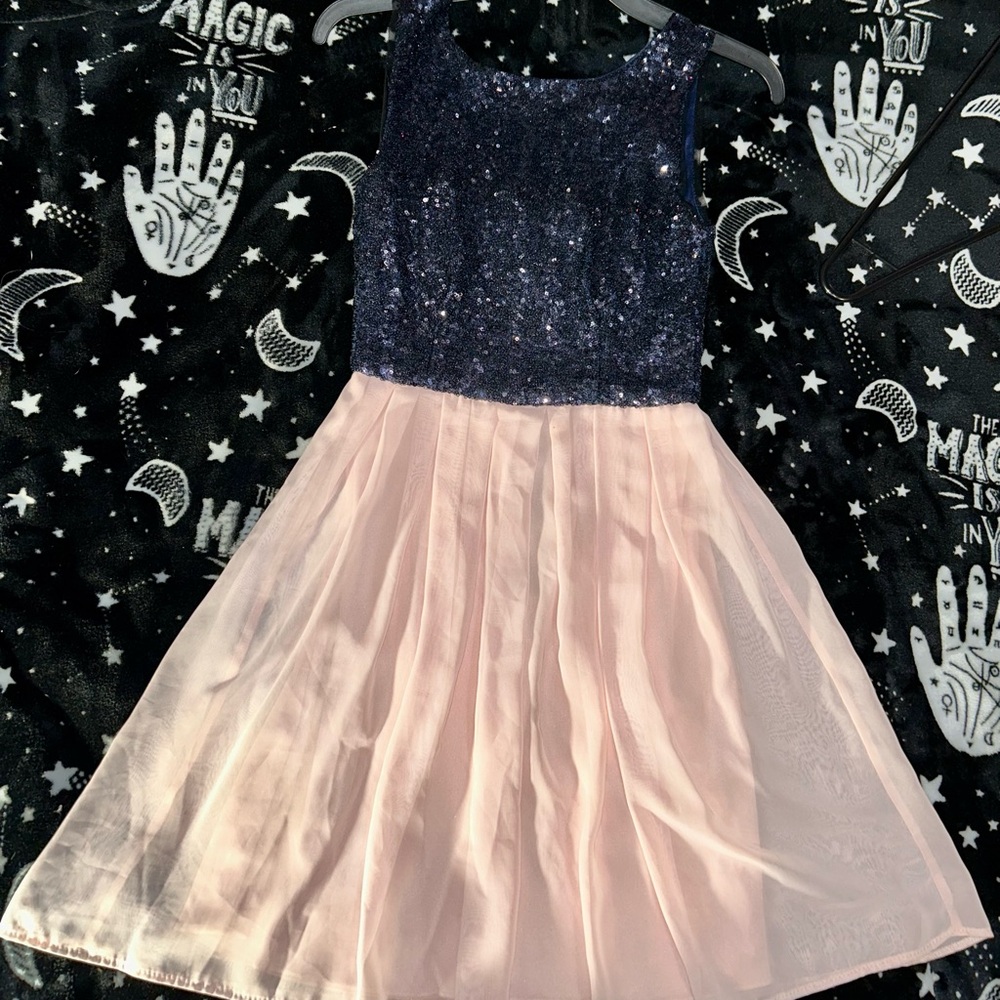 Elegant Navy and Pink Sequin Dress NEW WITHOUT TAGS